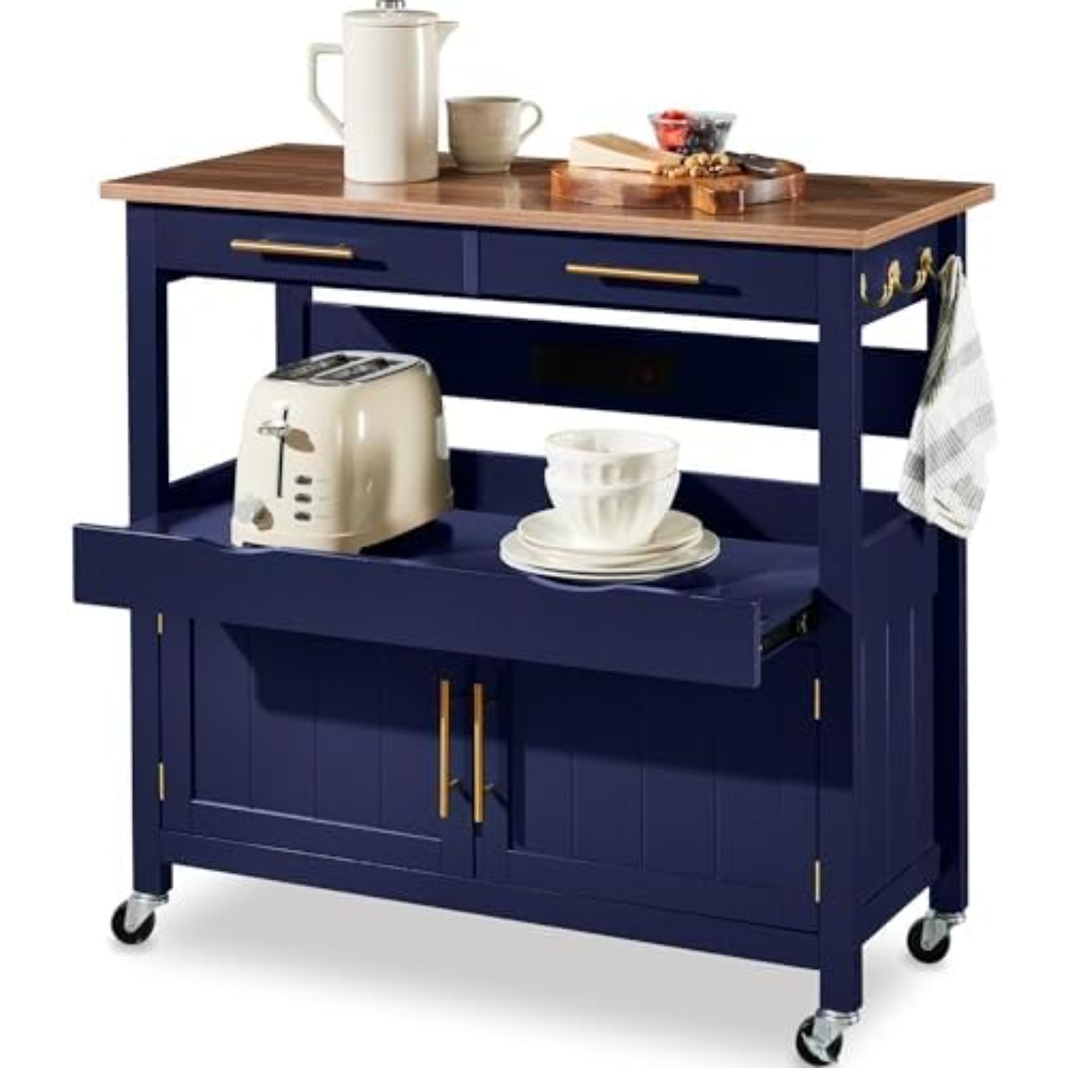 Outdoor Kitchen Power Outlet - 36인치 대형 롤링 주방 아일랜드 카트,