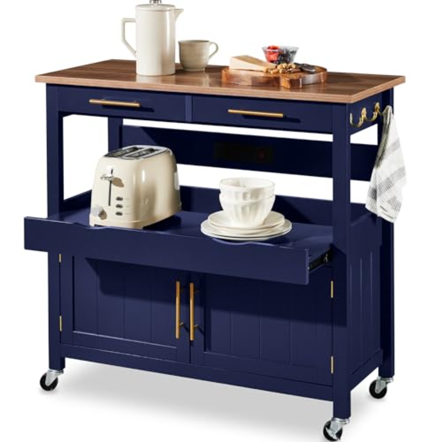 Outdoor Kitchen Power Outlet - 36인치 대형 롤링 주방 아일랜드 카트,