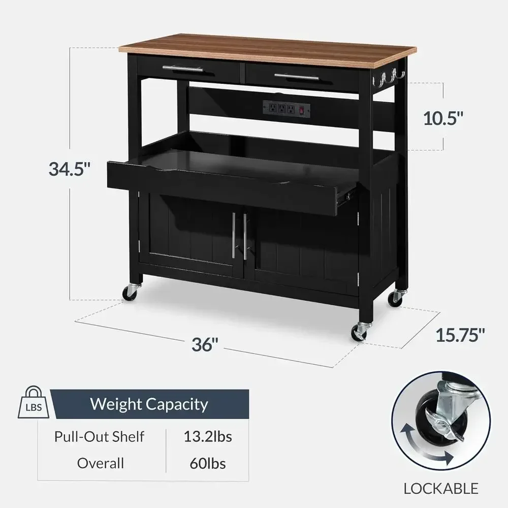 36인치 대형 이동식 주방 아일랜드 카트(2도어 캐비닛 - Outdoor Kitchen Power Outlet 리뷰 및 가격