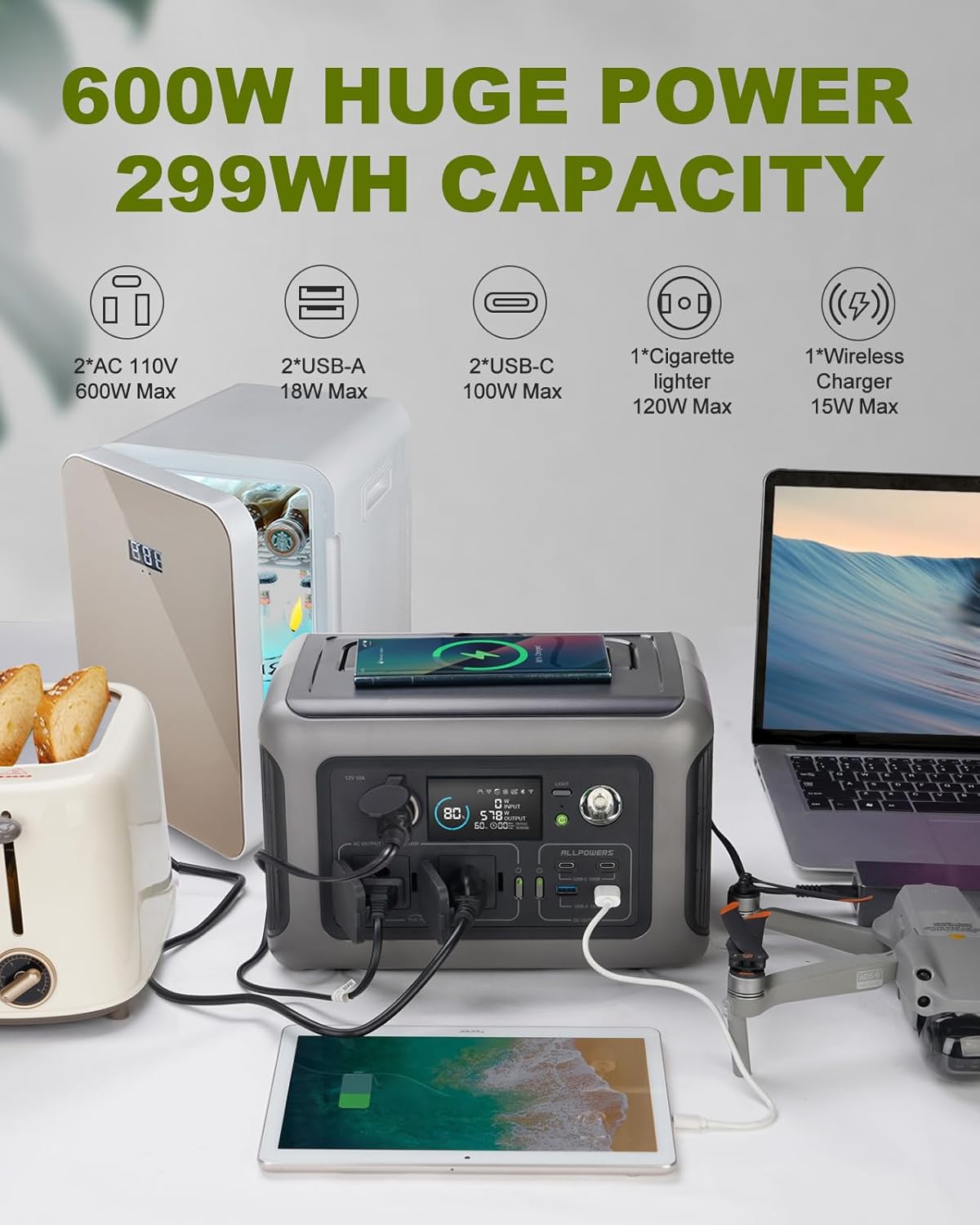 ALLPOWERS 휴대용 발전소 R600, 야외 캠핑  - Ac Outdoor Power 리뷰 및 가격